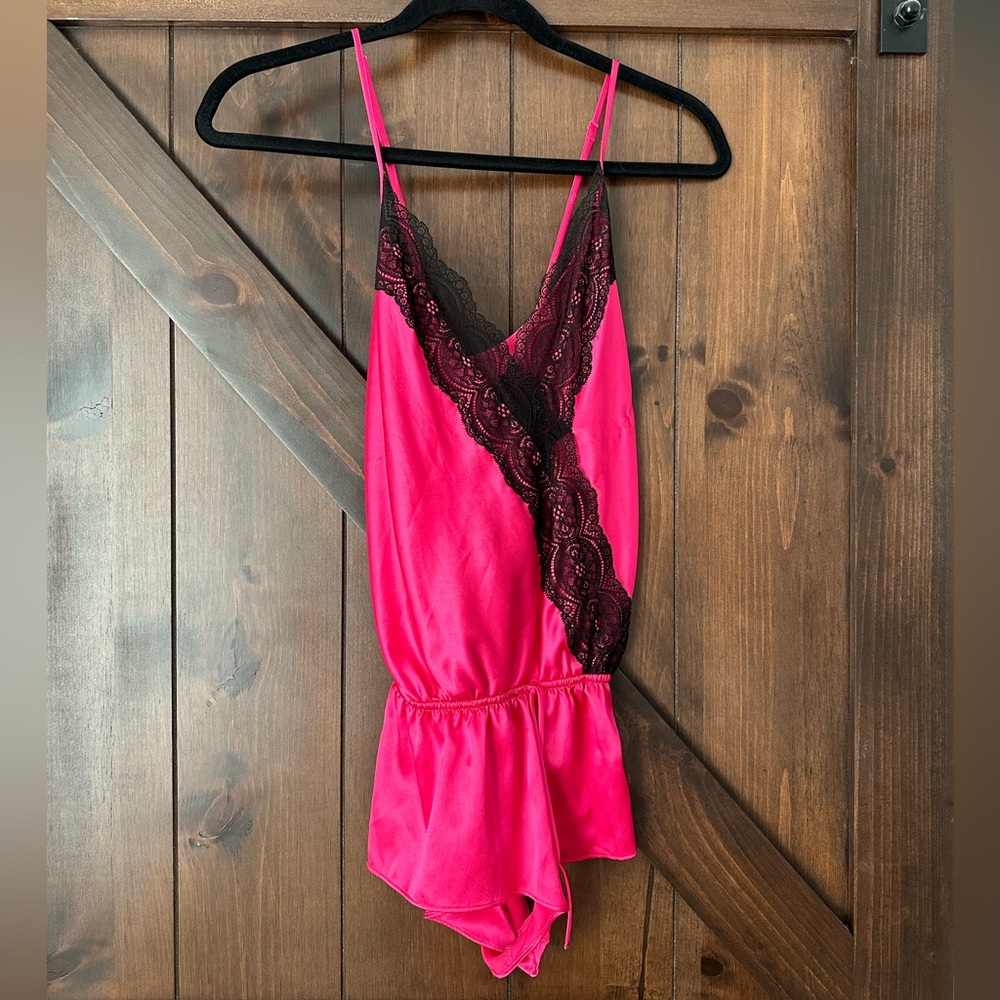 Victoria Secret Small silk teddy lingerie TWO aqua and pink - Picture 2 of 12